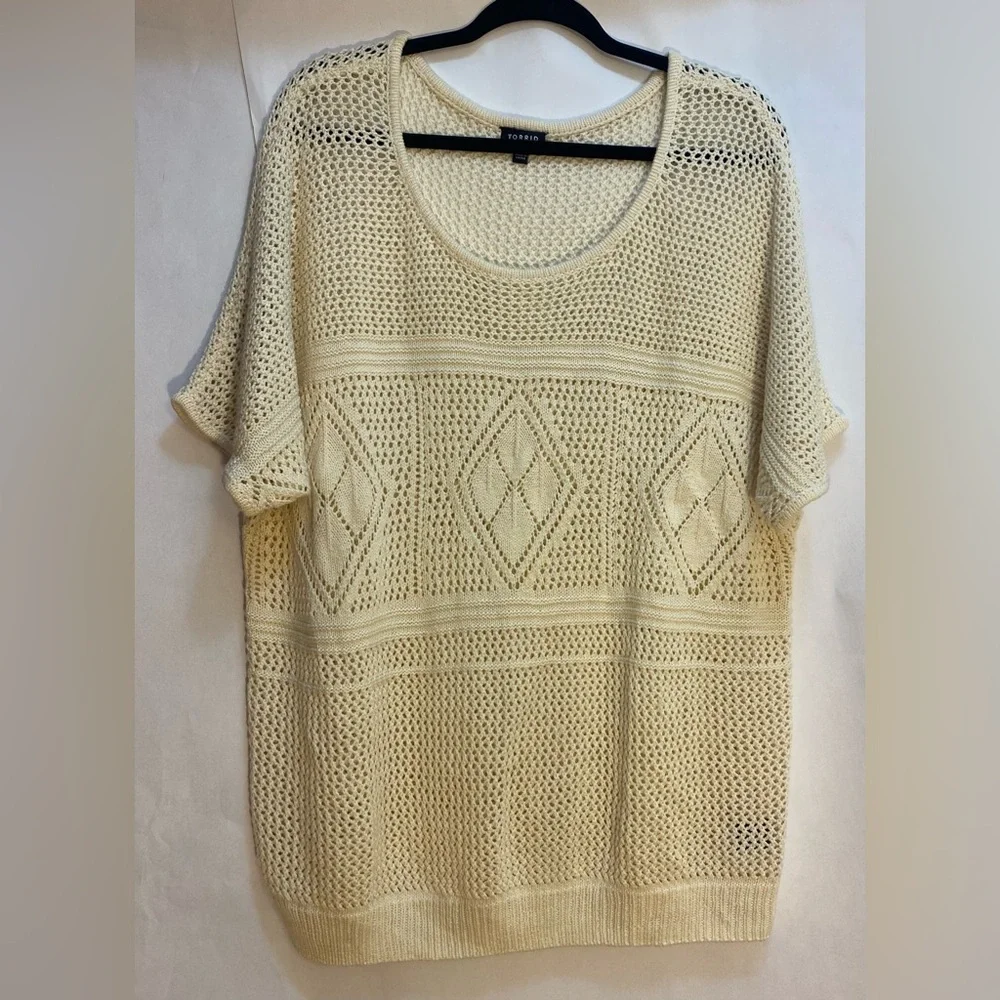 Torrid Cream Crochet Knit Dolman Sleeve Sweater Size‎ 2X